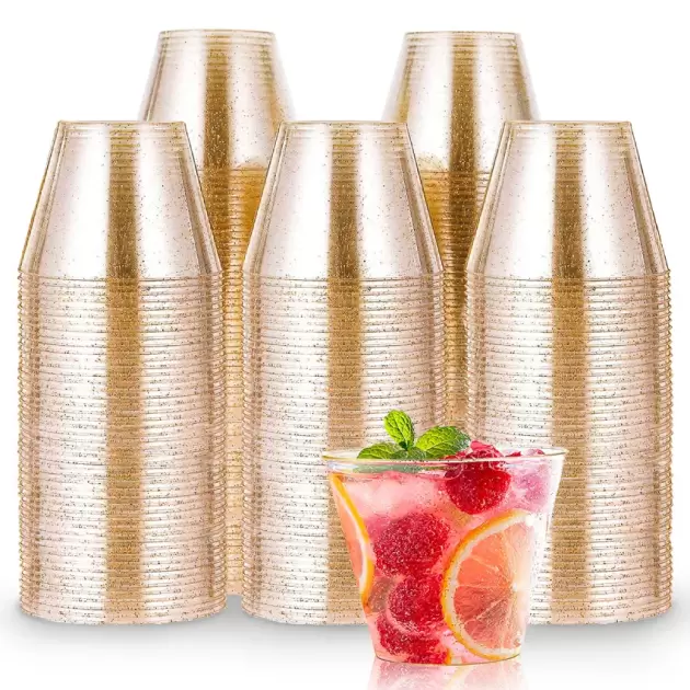 100 copas reutilizables de plástico Premium transparentes