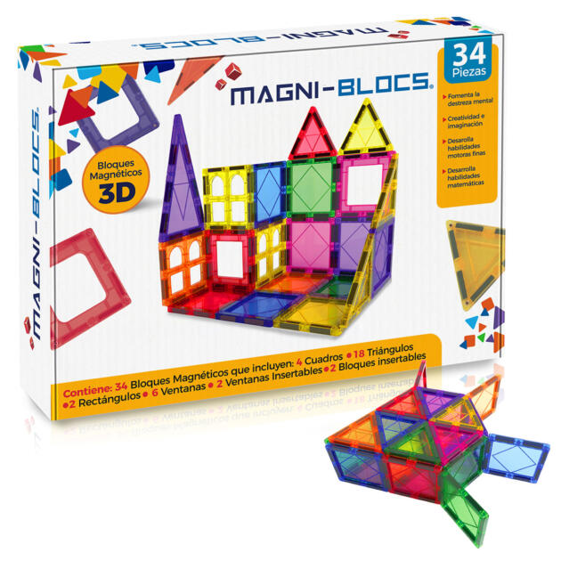 Set con 34 bloques magnéticos 3D