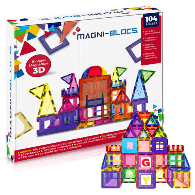 Set con 104 bloques magnéticos 3D