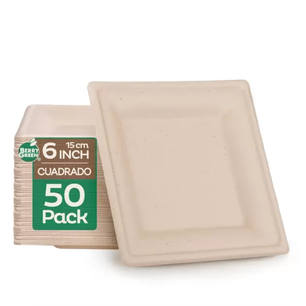 Platos reutilizables rectangulares de 6 in.