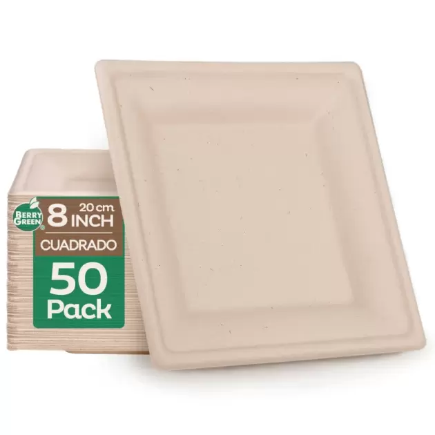 Platos reutilizables rectangulares de 8 in.